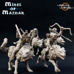 Miniatura de jinetes Warg para juegos de rol de mesa