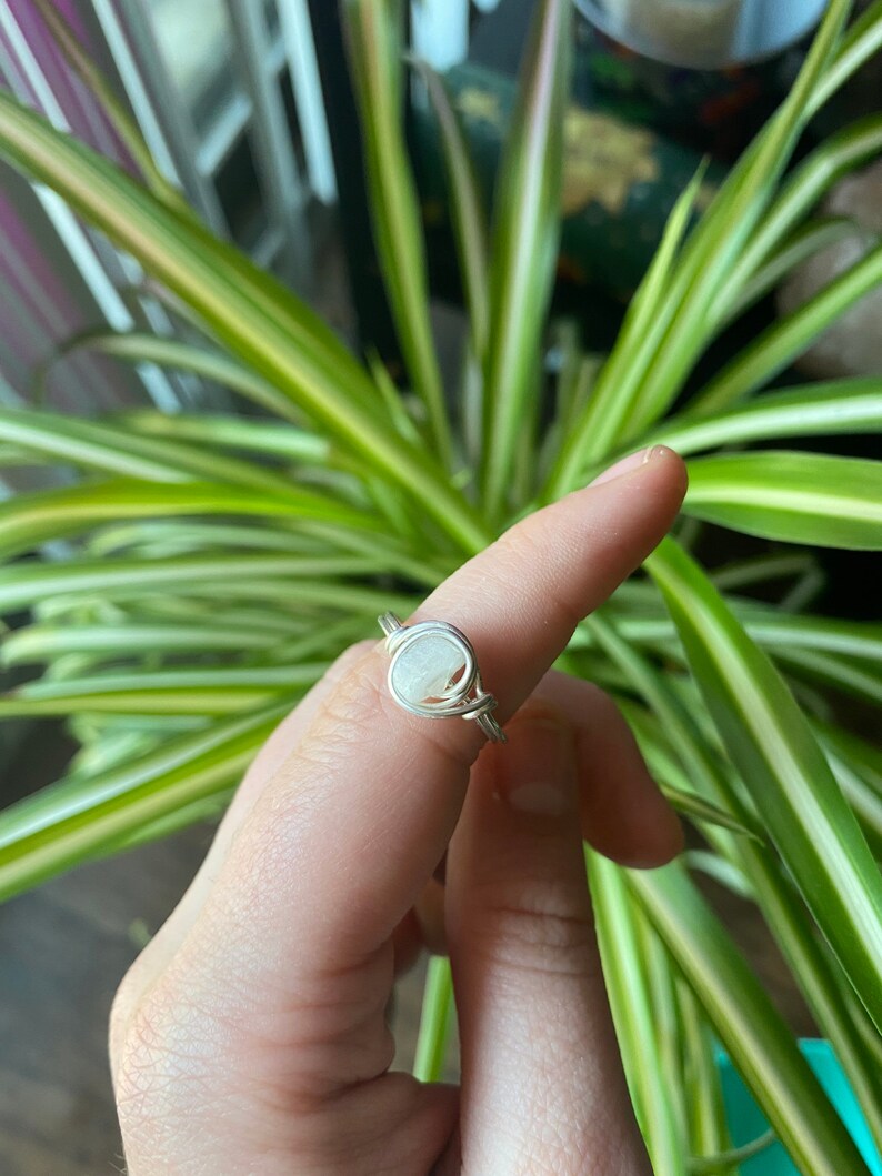 stackable gemstone ring made with sterling silver | crystal wire-wrapped rings | handmade & sustainable | gift for mom image 5