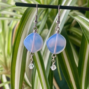 light purple coin opals & swarovski bead dangles | 925 sterling silver | sustainable | bohemian gift | bridesmaids | wedding earrings