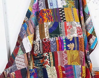 Silk Patchwork Indian Vintage Handmade Kantha Quilts All Sizes
