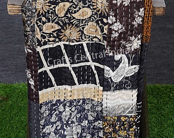 Colorful Handmade vintage Kantha Quilt Patchwork quilt Kantha Quilt Blanket Bedding/Kantha Bedspread/Kantha Blanket/Twin Size Blanket