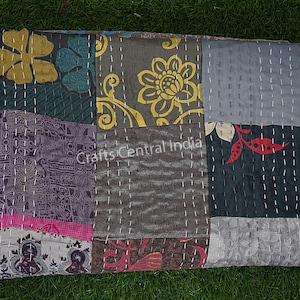 Bohemian Patchwork Quilt Kantha Quilt Handmade Vintage Quilts Boho King Size Bedding Throw Blanket Bedspread