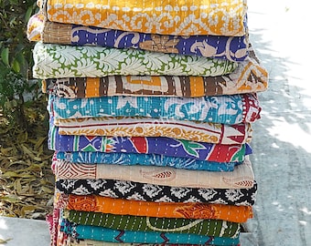 Wholesale Lot Of Indian Vintage Kantha Quilt Handmade Throw Reversible Blanket Bedspread Cotton Fabric Vintage quilt