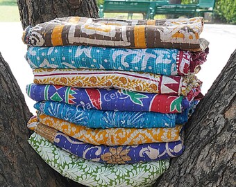 Indian Vintage Quilts Bedcover blanket Coverlets twin size quilt