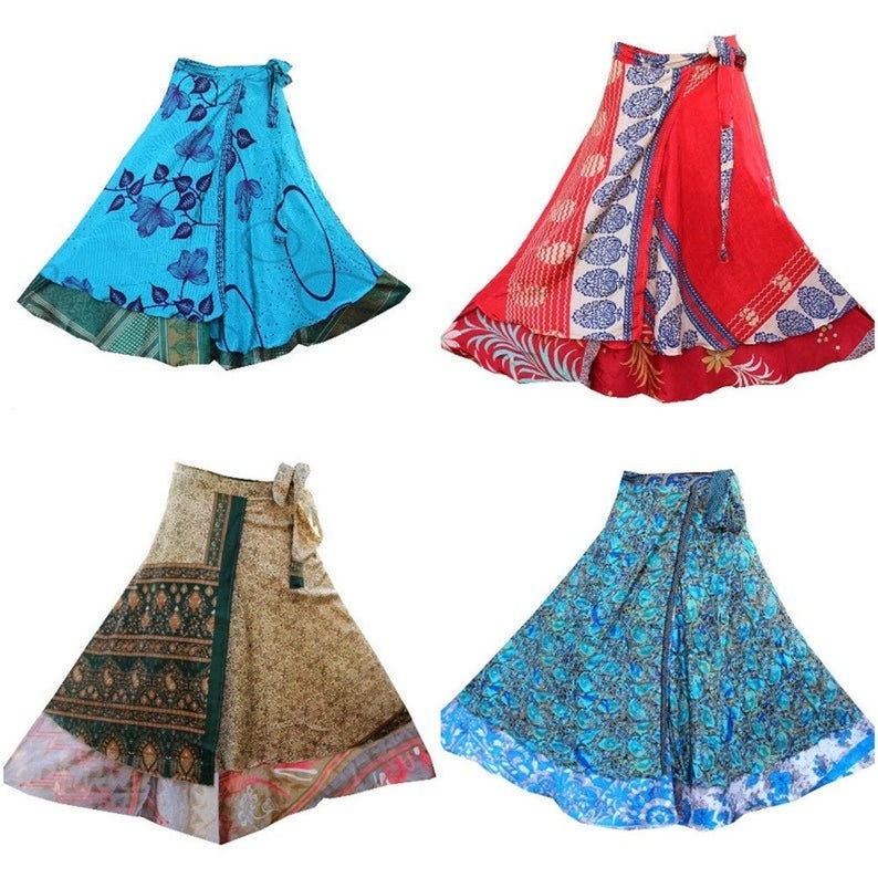 BOHO SKIRT INDIAN Vintage Silk Skirts Maxi Long Skirt Bohemian - Etsy