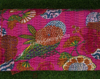 Cotton King Kantha Quilting Queen Bedspreads Throw Printed Blanket Bohemian Bedspread Handmade Quilt