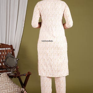 Pure Cotton Neck Embroidered Kurta Pant Dupatta Set, Indian Traditional Kurta Set, Salwar Kameez Set For Women, Christmas Gift. image 2