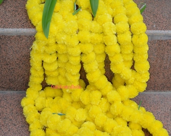 Marigold Garland for Indian Wedding Decor Mehndi Decor Artificial Flowers Diwali Decoration Haldi Party Backdrop Decorative Flowers