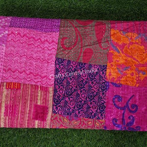 Partihandel med lapptäcke, kantha-täcke, boho, indiskt sidenpläd, bomullstyg, handgjort, vintage, presentartiklar