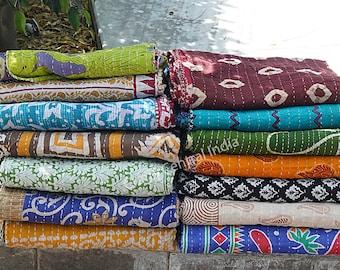 Wholesale Lot Of Indian Vintage Kantha Quilt Handmade Throw Reversible Blanket Bedspread Cotton Fabric Vintage quilt