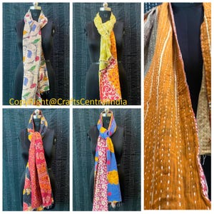 Bufanda Kantha de algodón con estampado floral, colección de verano