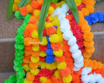 Wholesale artificial marigold flower garlands Indian wedding decoration flower garland bulk garlands for wall decor marigold garlands
