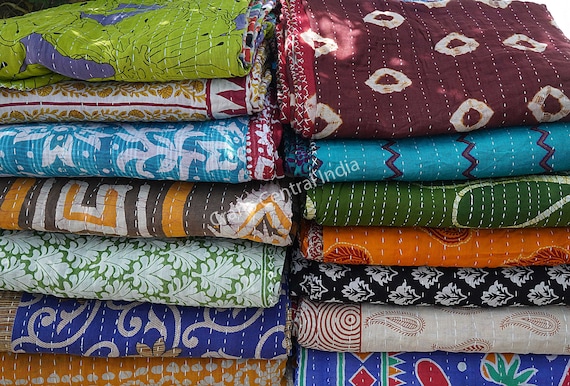 Wholesale Lot Of Indian Vintage Kantha Quilt Handmade Throw Reversible Blanket Bedspread Cotton Fabric BOHEMIAN quilt