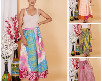 Wholesale of Vintage Indian Handmade Art Silk Wrap Skirts