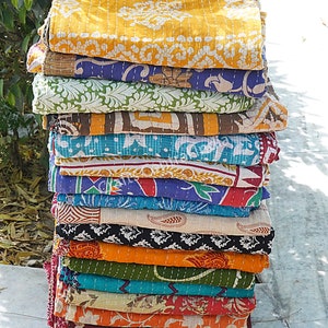 Quilts for sale, Twin size quilts, Cotton Kantha Quilt, Home & Decor Quilts image 3