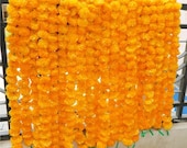 200 Marigold Garland for Indian Wedding Decor Mehndi Decor Artificial Flowers Diwali Decoration Haldi Party Backdrop Decorative Flowers