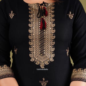 Floral Printed Cotton Straight Kurti Set Traditional Wear Kurti Pant With Dupatta Set Readymade 3 Piece Salwar Kameez Dress Gift For Her image 3