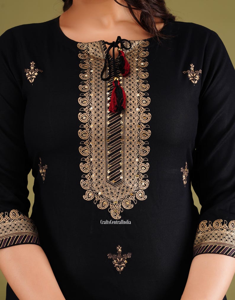 Floral Printed Cotton Straight Kurti Set Traditional Wear Kurti Pant With Dupatta Set Readymade 3 Piece Salwar Kameez Dress Gift For Her image 3