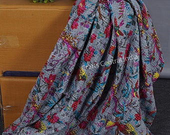 Indian Kantha Quilt Handmade Throw Reversible Blanket Bedspread Cotton Fabric BOHEMIAN quilt