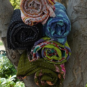Quilts for sale, Twin size quilts, Cotton Kantha Quilt, Home & Decor Quilts image 5