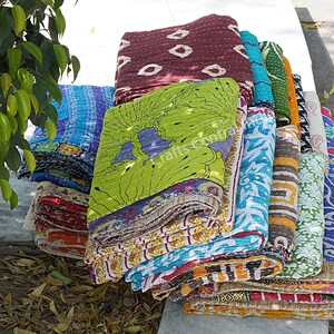 Quilts for sale, Twin size quilts, Cotton Kantha Quilt, Home & Decor Quilts image 8