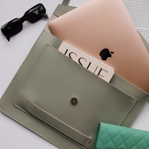 Personalized Eco-Leather Laptop Case In Color For Up To 16 Inches Device | Leather Laptop Sleeve | MacBook Case | Windows Laptop Case