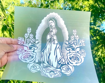 Our Lady | La virgencita | Roses | Permanent | Vinyl Decal