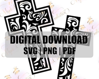 SVG / PNG / PDF / Solo descarga digital / Patrón de cruz grabado / 2 estilos