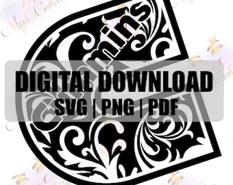 May include: A black and white digital graphic featuring a stylized letter G with intricate floral scrollwork patterns. A semi-transparent gray overlay displays the text DIGITAL DOWNLOAD SVG | PNG | PDF in bold black capital letters.