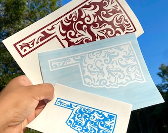 Oklahoma | Tooled Leather | Permanent | Vinyl Decal