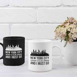 Nowy Jork wzywa i muszę iść KUBEK, Kubki do kawy NY City, Nowy Jork, Kubek dla miłośnika Nowego Jorku, Panorama Nowego Jorku, Podróżnik, Festiwal w Nowym Jorku