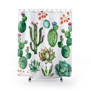 Cactus Shower Curtain | Cactus Bath Curtain | Succulent Shower bath Curtain | Cactus Bathroom Decor Cactus Curtain | Farmhouse decor