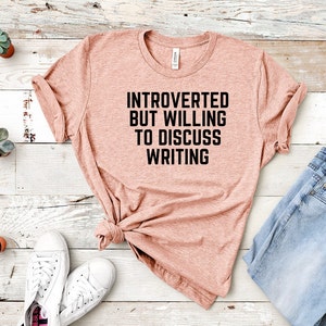 Chemise d’écrivain, introverti mais prêt à discuter d’écriture, chemise d’écrivain, chemise de journaliste, tee d’amoureux de l’écriture, cadeau pour écrivain, écrivain drôle