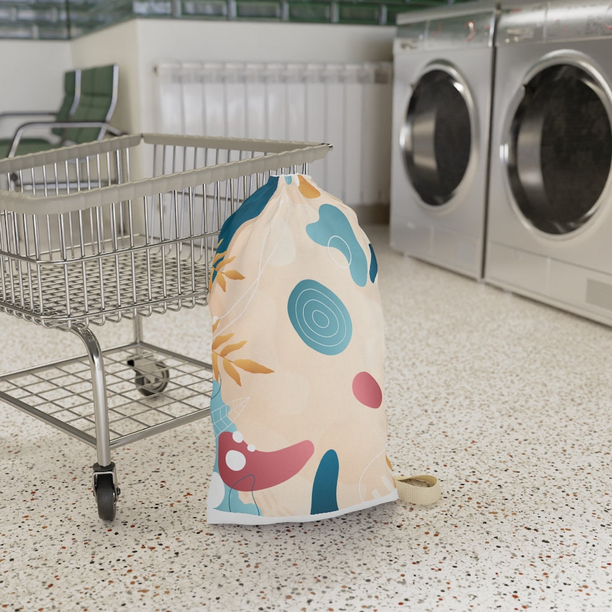 Laundry Bag Abstract Shapes Gold Leaves Laundry Bag