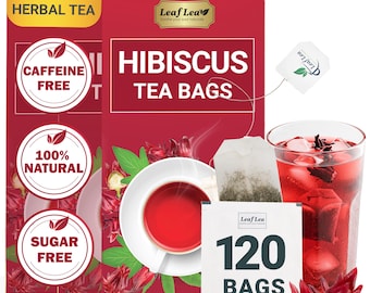 LeafLea Hibiscus Tea Bags: Vitamin C Rich, Caffeine-Free (120 Count)