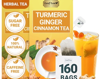 LeafLea Ginger Turmeric Cinnamon Tea: Digestion & Immunity (160 Bags)