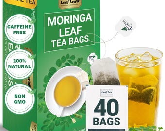 LeafLea Moringa Tea Bags: Natural, Caffeine-Free, 40 Count