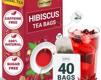 Hibiscus Herbal Tea Bags: Natural, Caffeine-Free - 40 Count