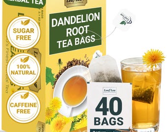 LeafLea Dandelion Root Tea: Natural Herbal Tea Bags (40 Count)