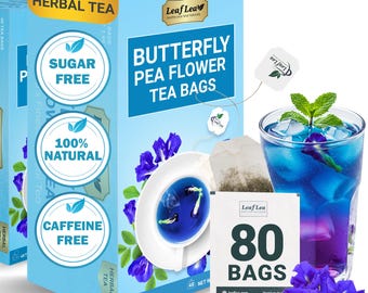 Butterfly Pea Flower Tea: Natural Blue Herbal Tea, 80 Bags