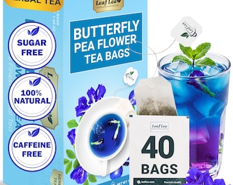 Butterfly Pea Flower Tea Bags: Natural Herbal Tea, 40 Count