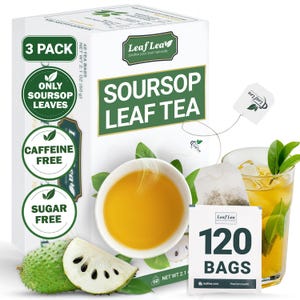 LeafLea Soursop Tea Bags | 120 Bags (Pack of 3) | Graviola Hojas de Guanabana Tea | Digestion, Skin & Sleep Support | Herbal, Caffeine-Free