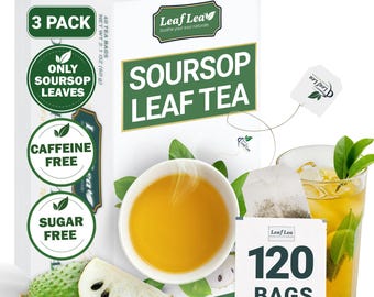 LeafLea Soursop Tea Bags | Caffeine-Free, Digestion & Sleep Support (120 Count)