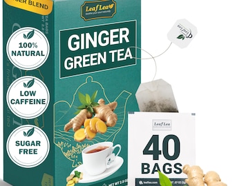 Ginger Green Tea Blend | Wellness Tea, Immunity Boost (40 Bags)