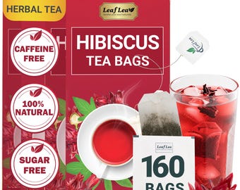 LeafLea Hibiscus Tea Bags: Caffeine-Free Herbal Tea (160 Count)