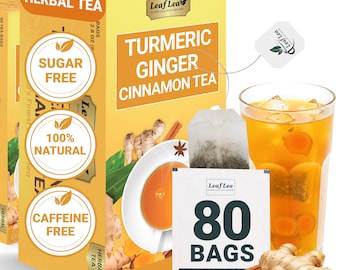 Turmeric Ginger Cinnamon Tea: Herbal Immunity Blend, 80 Bags