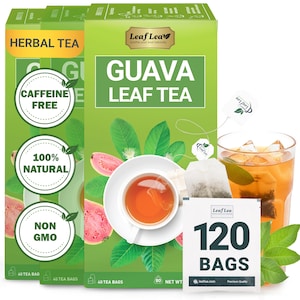 LeafLea Guava Leaf Tea | 120 Bags | Premium Hojas de Guayaba | Supports Digestion & Immunity | Caffeine-Free, Non-GMO, Antioxidant-Rich.
