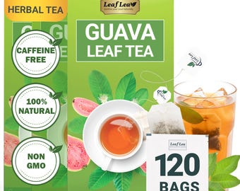 LeafLea Guava Leaf Tea: Caffeine-Free, Digestion Support (120 Bags)
