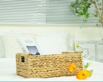 Handmade Water Hyacinth Wicker Basket with Handles