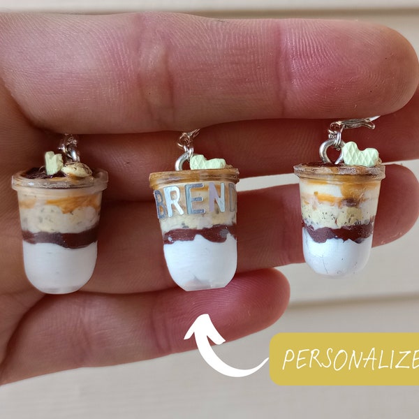 Custom Name Cookie Parfait charm | handmade miniature kawaii polymer clay food jewelry for keychain/stitch marker (1pc)